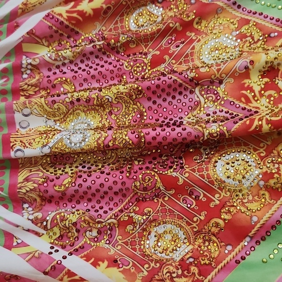 Vibrant Multicolor Short Sleeve Bohemian Dress Size Large Colorful Art To Wear - Picture 4 of 8